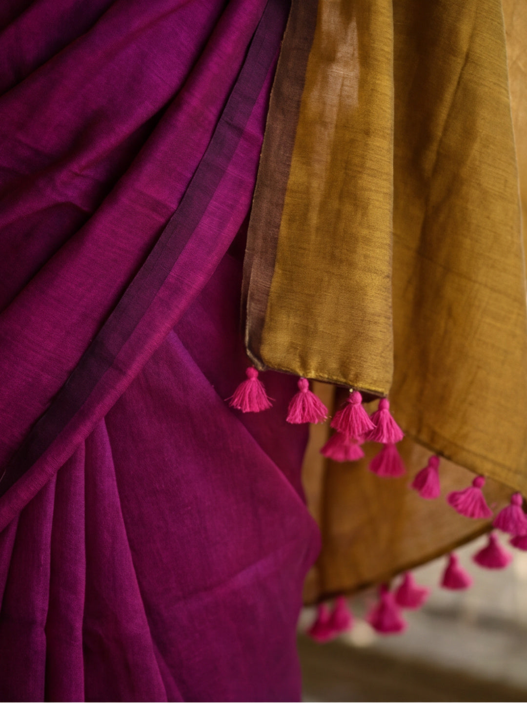 Solid Pure Cotton Saree with Unstiched Blouse