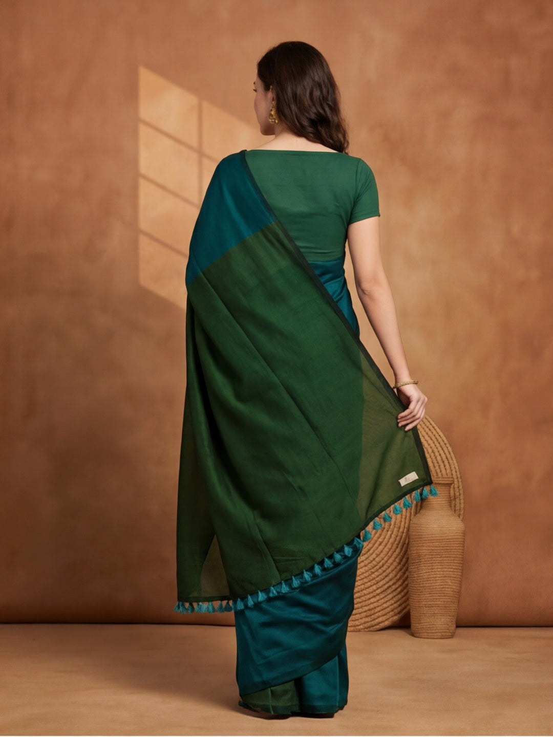 Solid Pure Cotton Saree with Unstiched Blouse