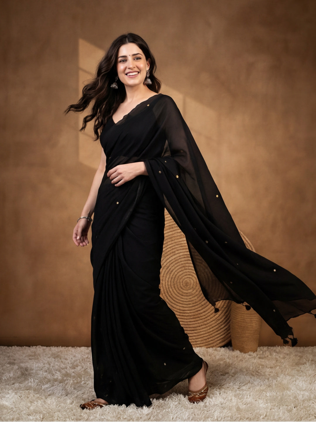 Solid Pure Cotton Saree with Unstiched Blouse