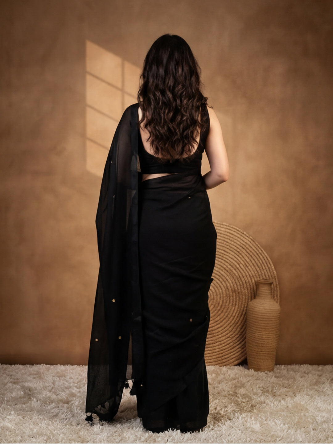 Solid Pure Cotton Saree with Unstiched Blouse