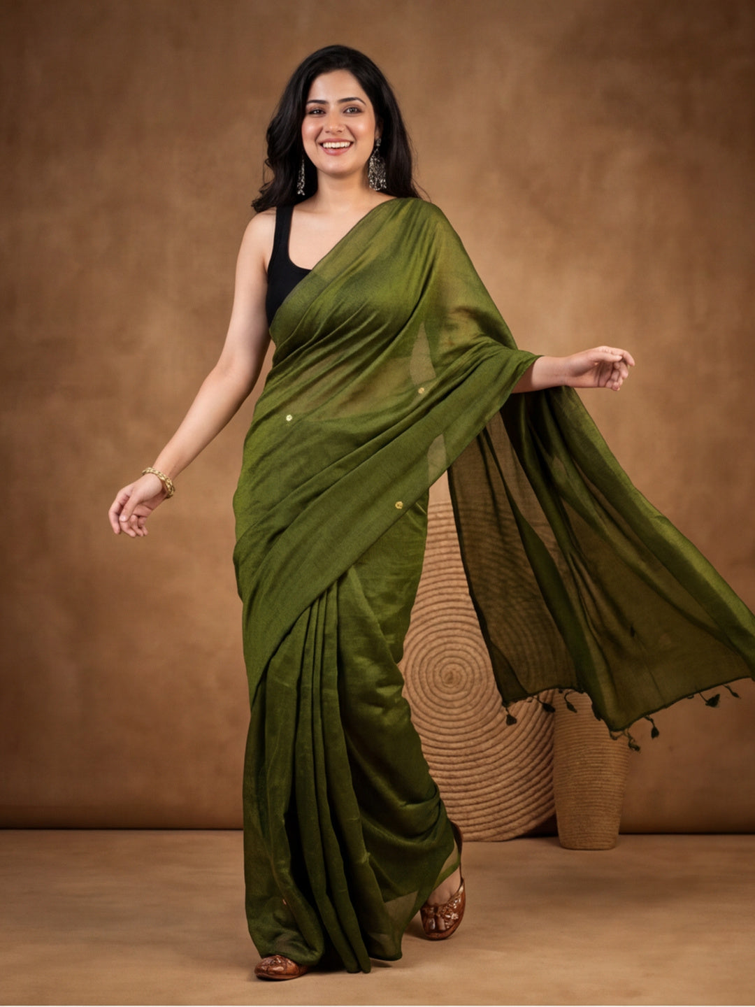 Solid Pure Cotton Saree with Unstiched Blouse