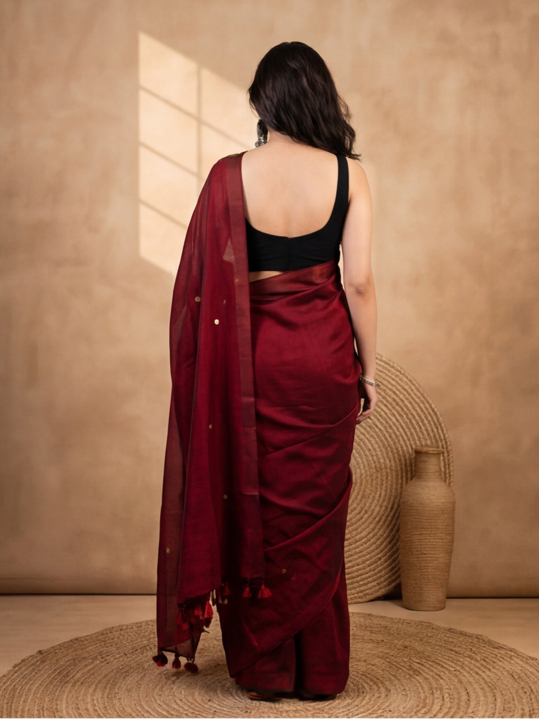 Solid Pure Cotton Saree with Unstiched Blouse