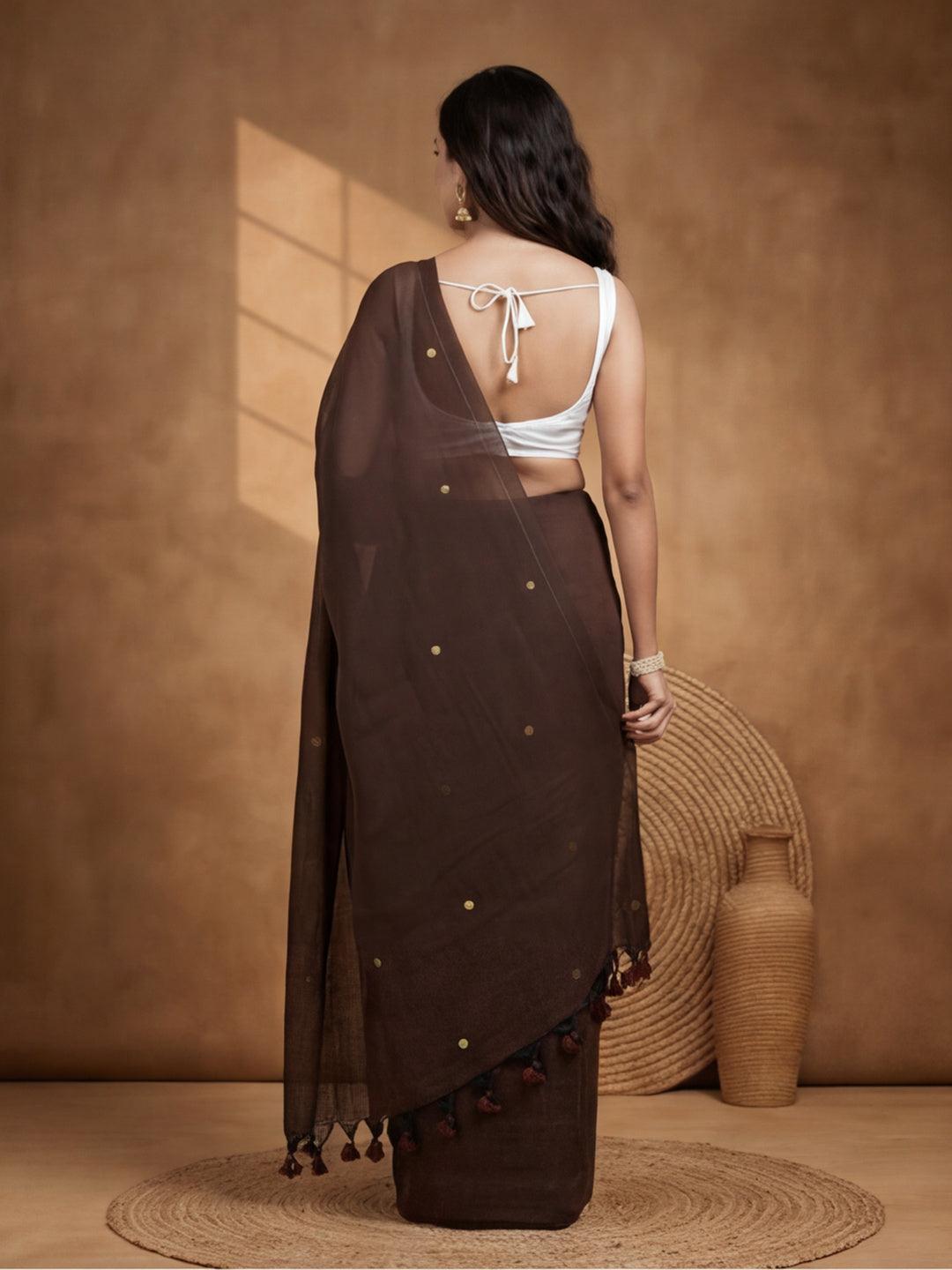 Solid Pure Cotton Saree with Unstiched Blouse