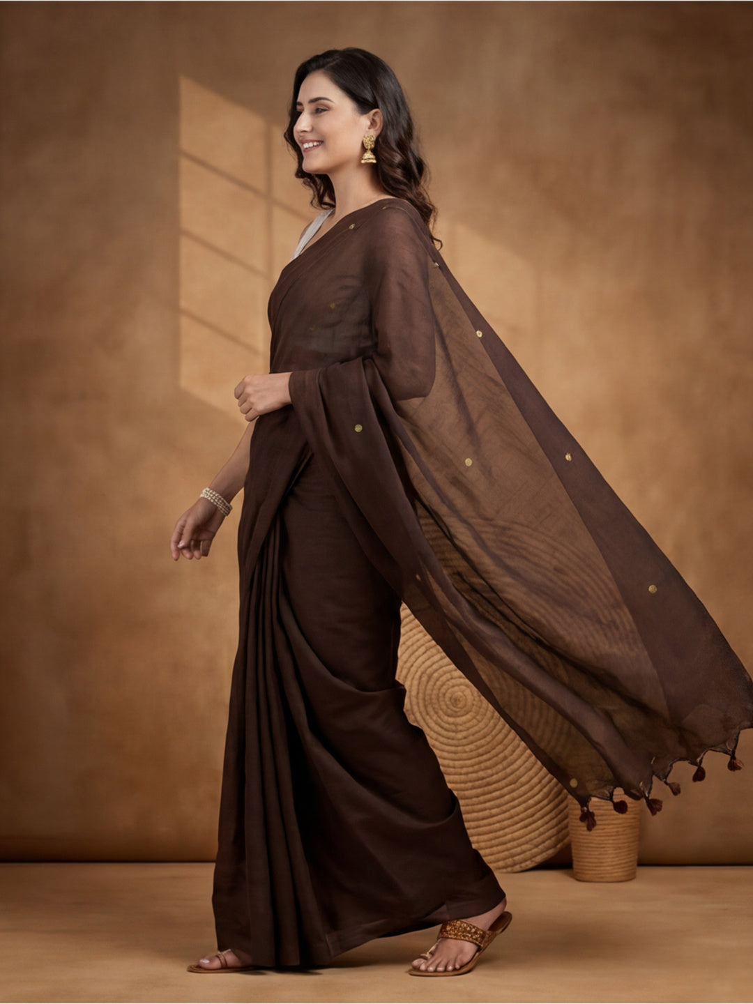 Solid Pure Cotton Saree with Unstiched Blouse
