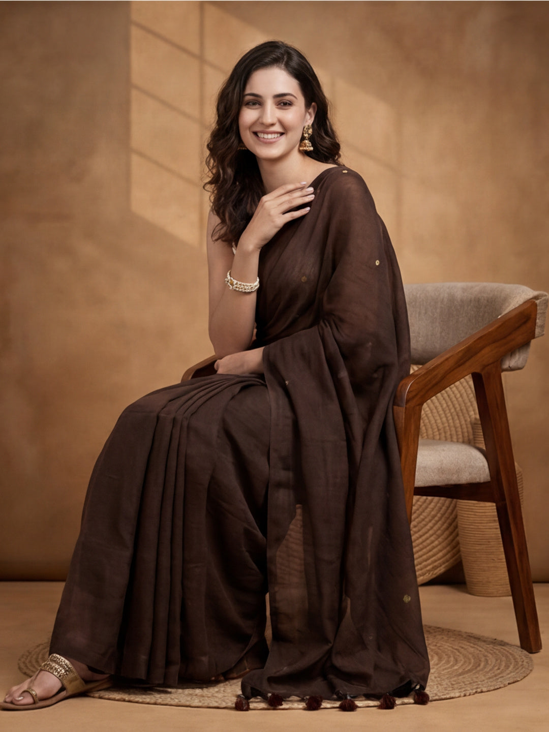 Solid Pure Cotton Saree with Unstiched Blouse