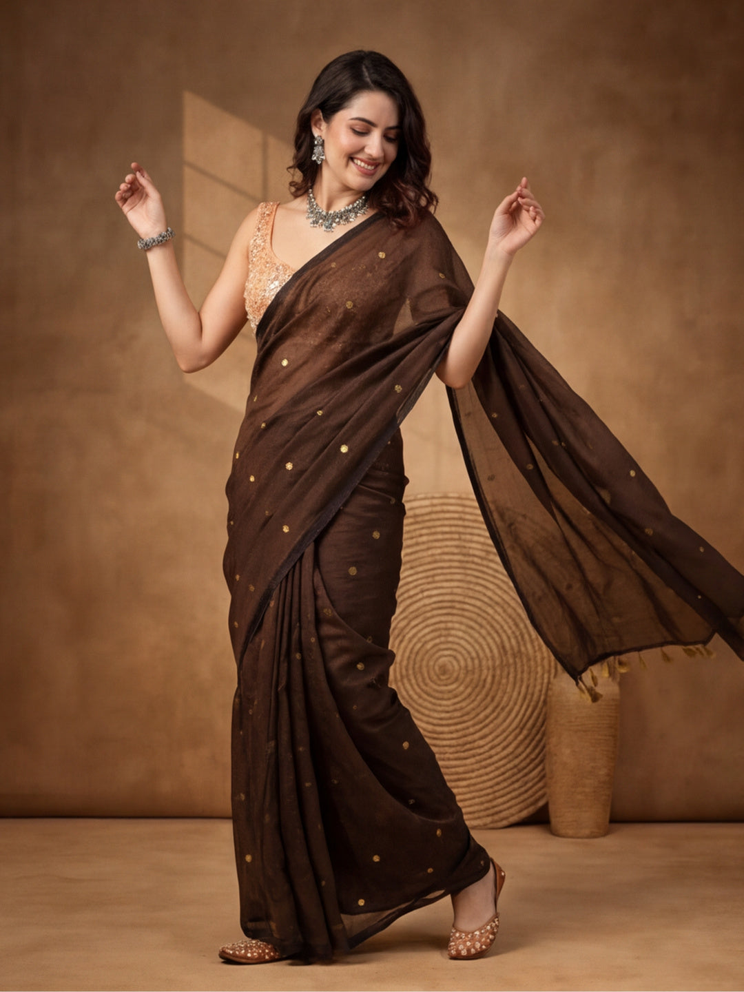 Solid Pure Cotton Saree with Unstiched Blouse