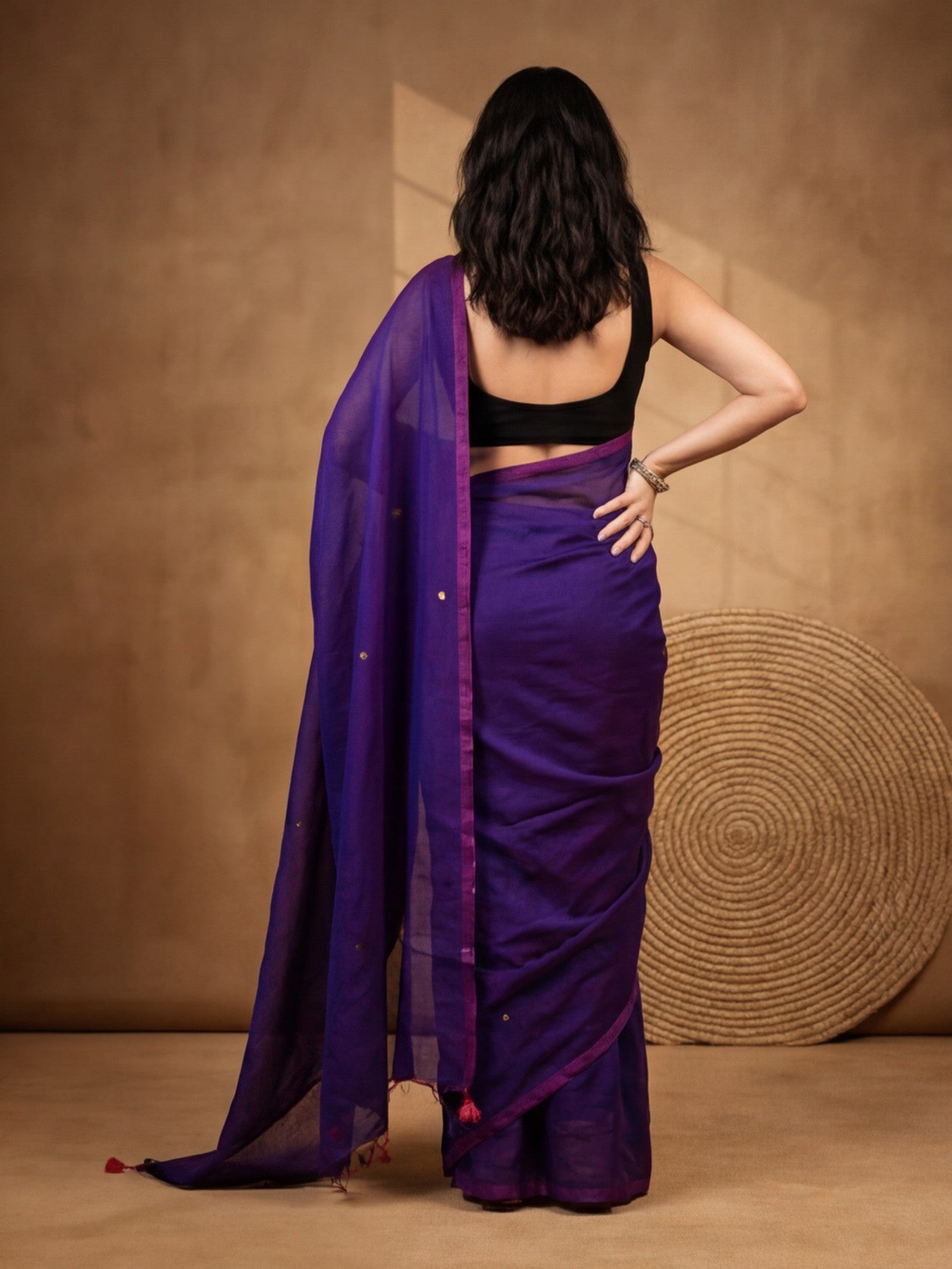 Solid Pure Cotton Saree with Unstiched Blouse