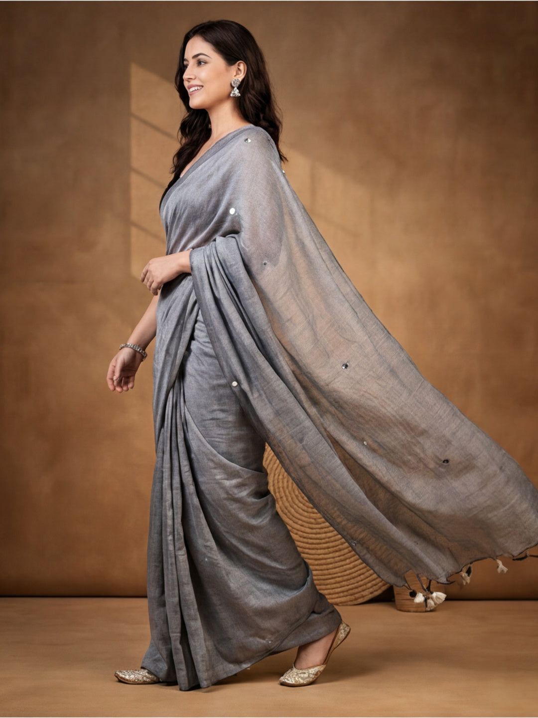 Solid Pure Cotton Saree with Unstiched Blouse