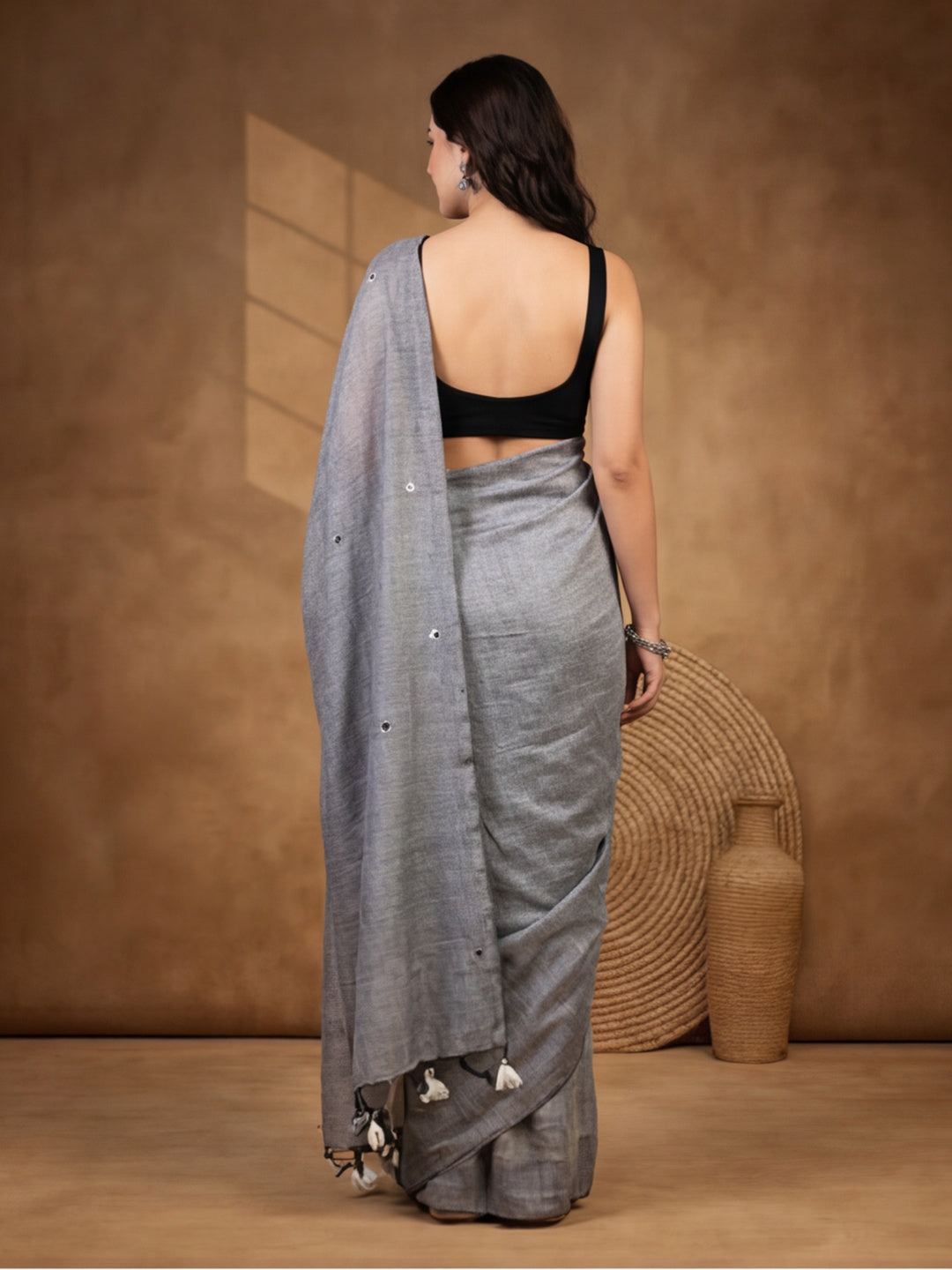 Solid Pure Cotton Saree with Unstiched Blouse