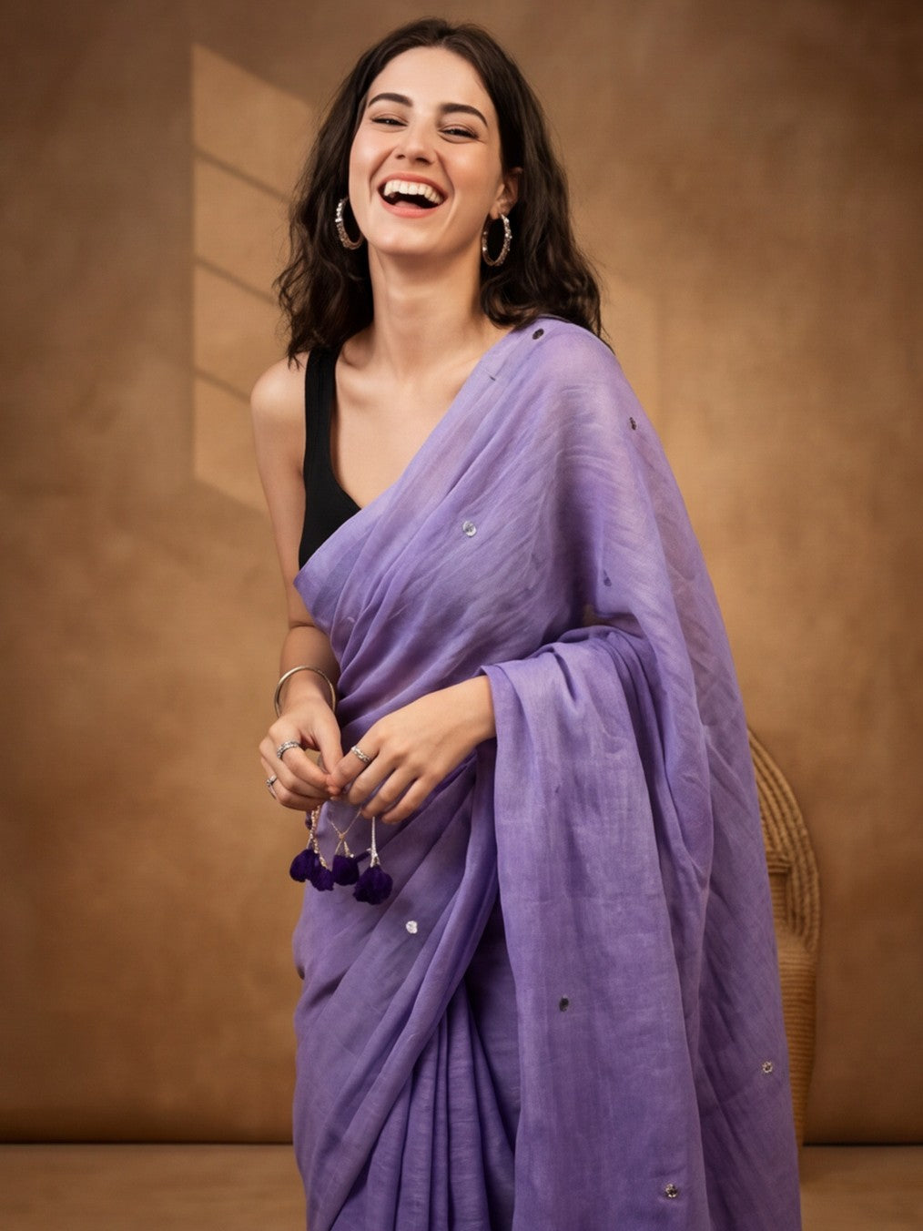 Solid Pure Cotton Saree with Unstiched Blouse