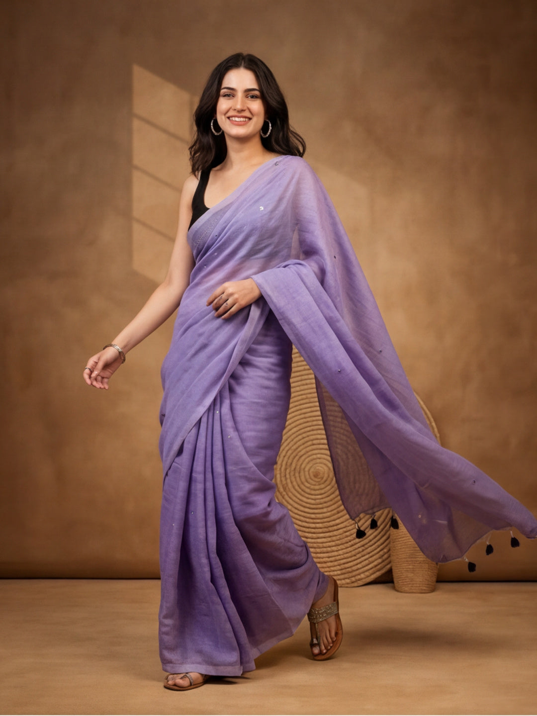 Solid Pure Cotton Saree with Unstiched Blouse