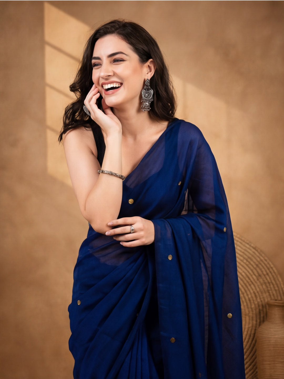 Solid Pure Cotton Saree with Unstiched Blouse