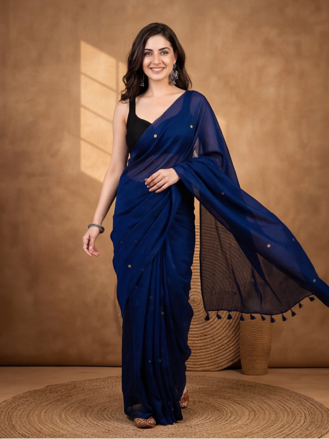 Solid Pure Cotton Saree with Unstiched Blouse