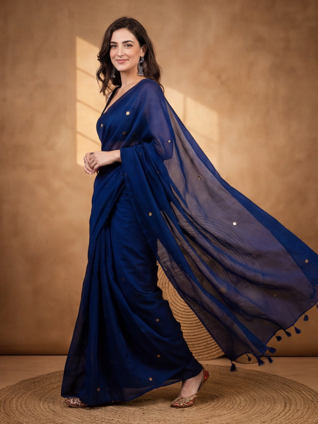 Solid Pure Cotton Saree with Unstiched Blouse