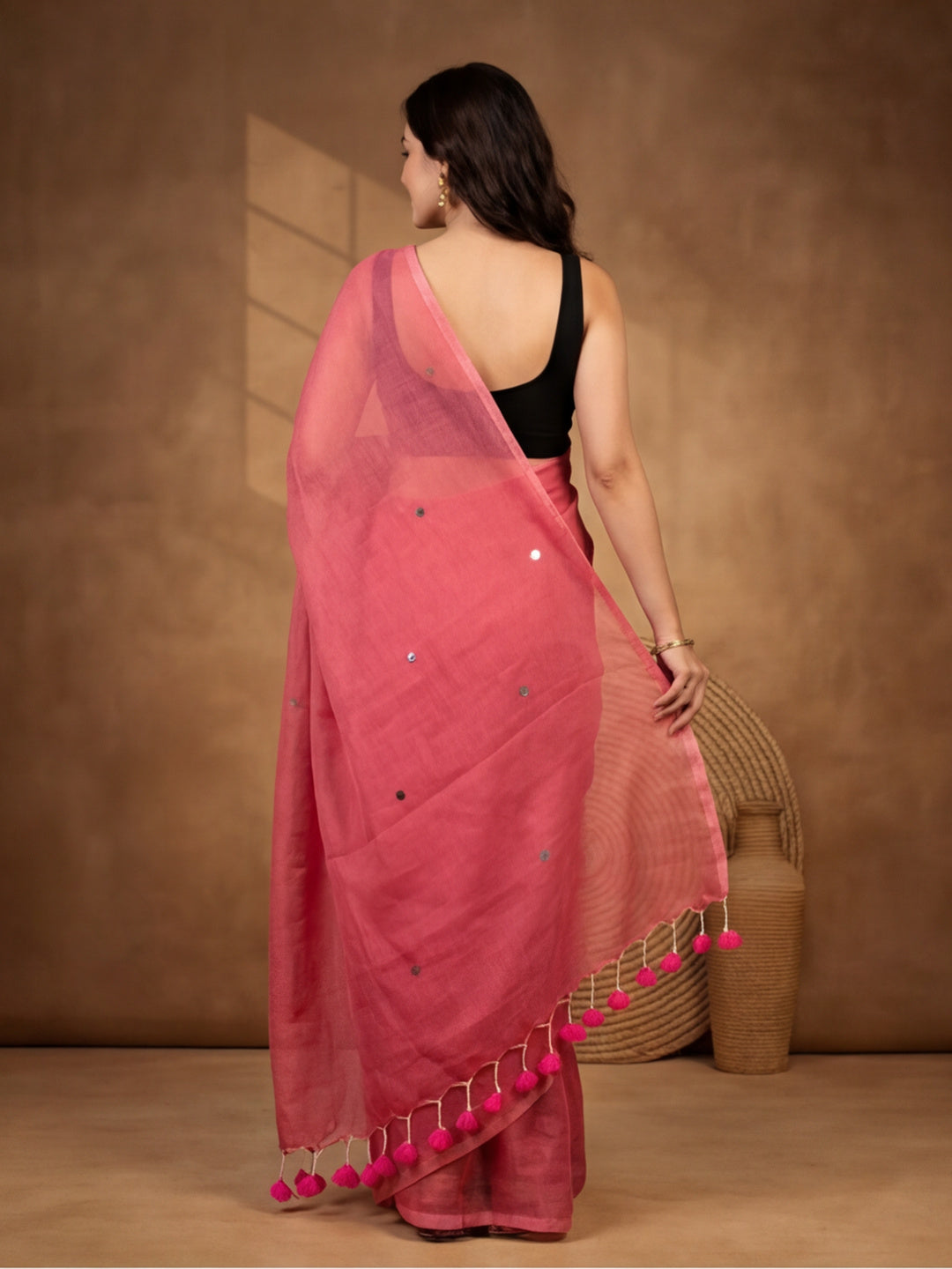 Solid Pure Cotton Saree with Unstiched Blouse