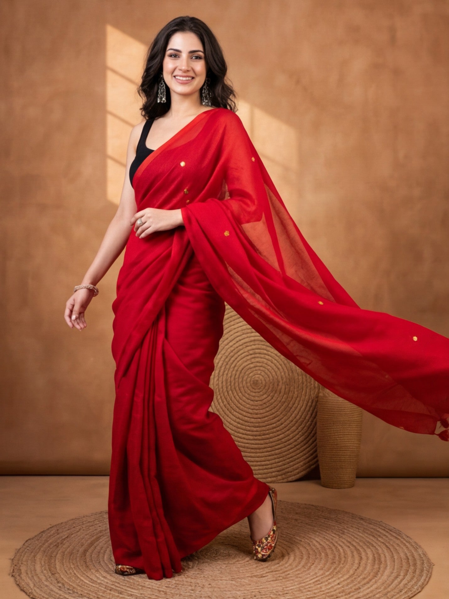 Solid Pure Cotton Saree with Unstiched Blouse