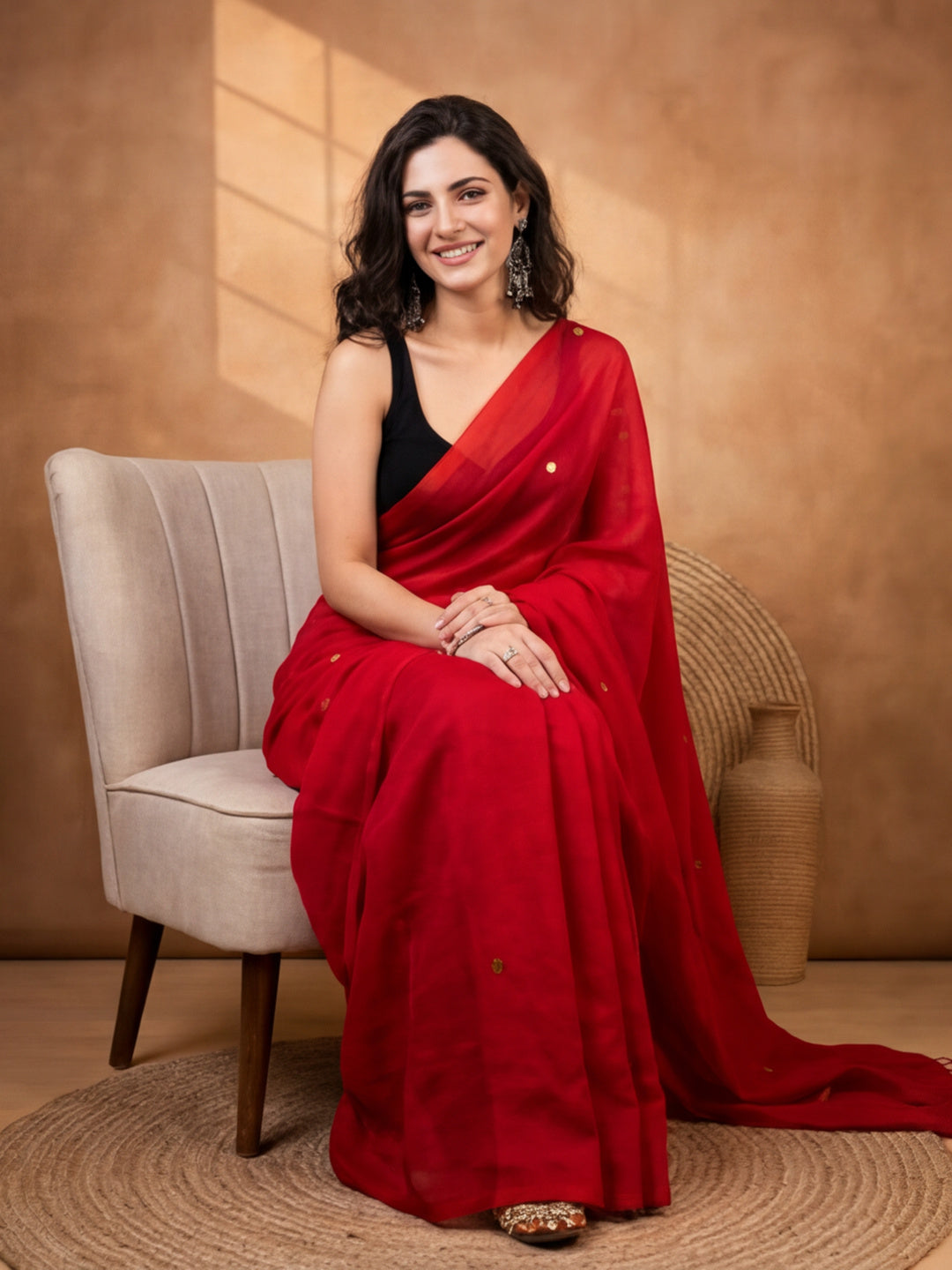 Solid Pure Cotton Saree with Unstiched Blouse