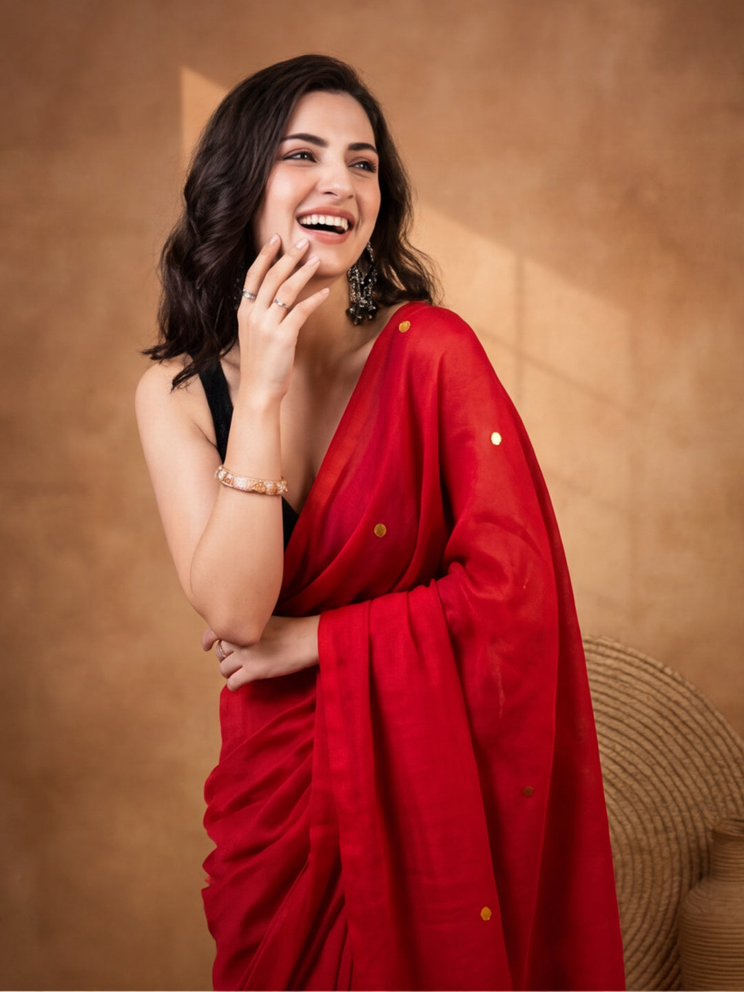 Solid Pure Cotton Saree with Unstiched Blouse