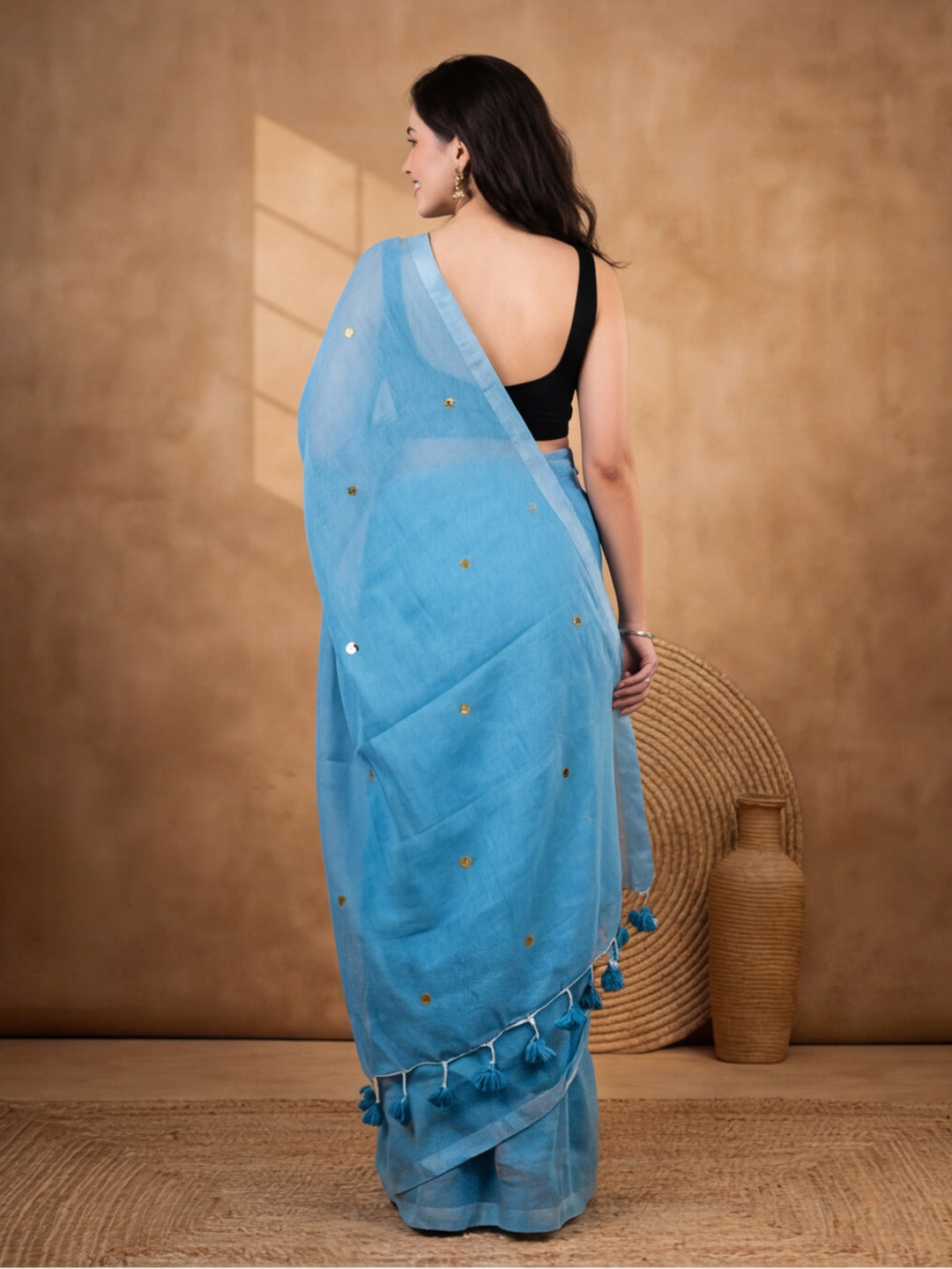 Solid Pure Cotton Saree with Unstiched Blouse