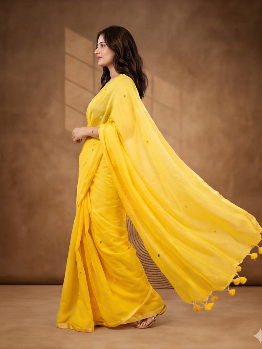 Solid Pure Cotton Saree with Unstiched Blouse