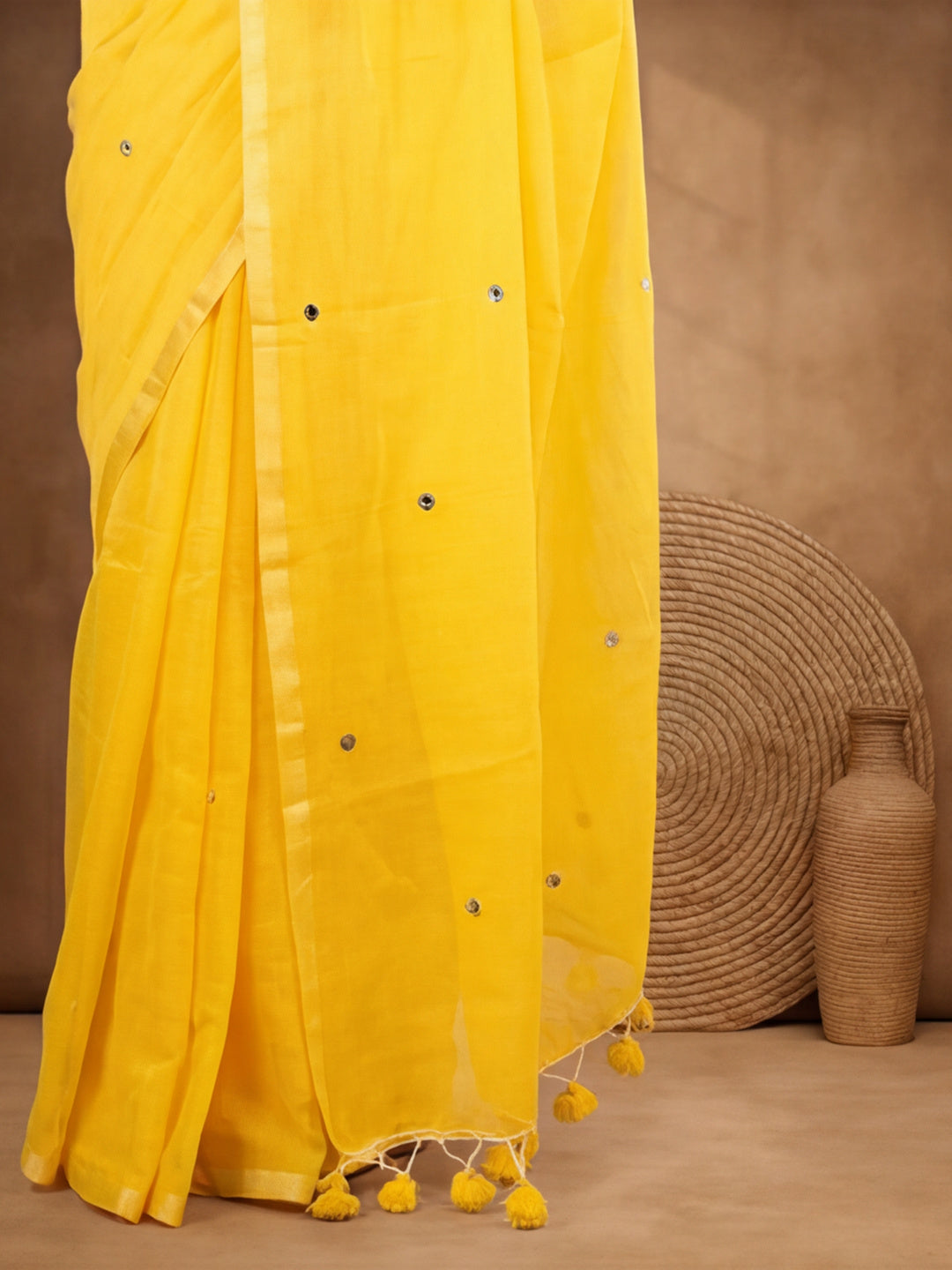 Solid Pure Cotton Saree with Unstiched Blouse