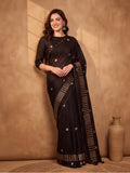 Digitally Printed Abstract & Floral Mul Cotton Saree with Contrast Blouse