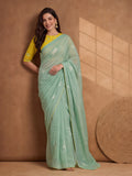 Digitally Printed Abstract & Floral Mul Cotton Saree with Contrast Blouse