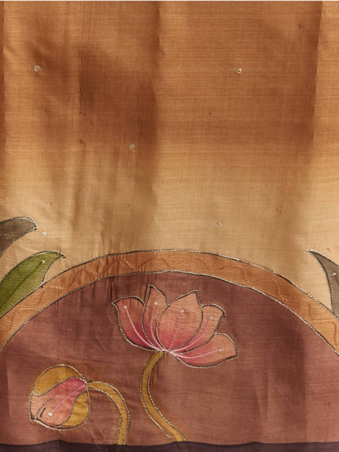 arthy Tone Digitally Printed Kantha-Look Cotton Saree with Contrast Border