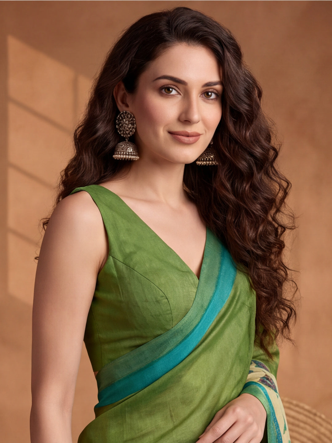 arthy Tone Digitally Printed Kantha-Look Cotton Saree with Contrast Border
