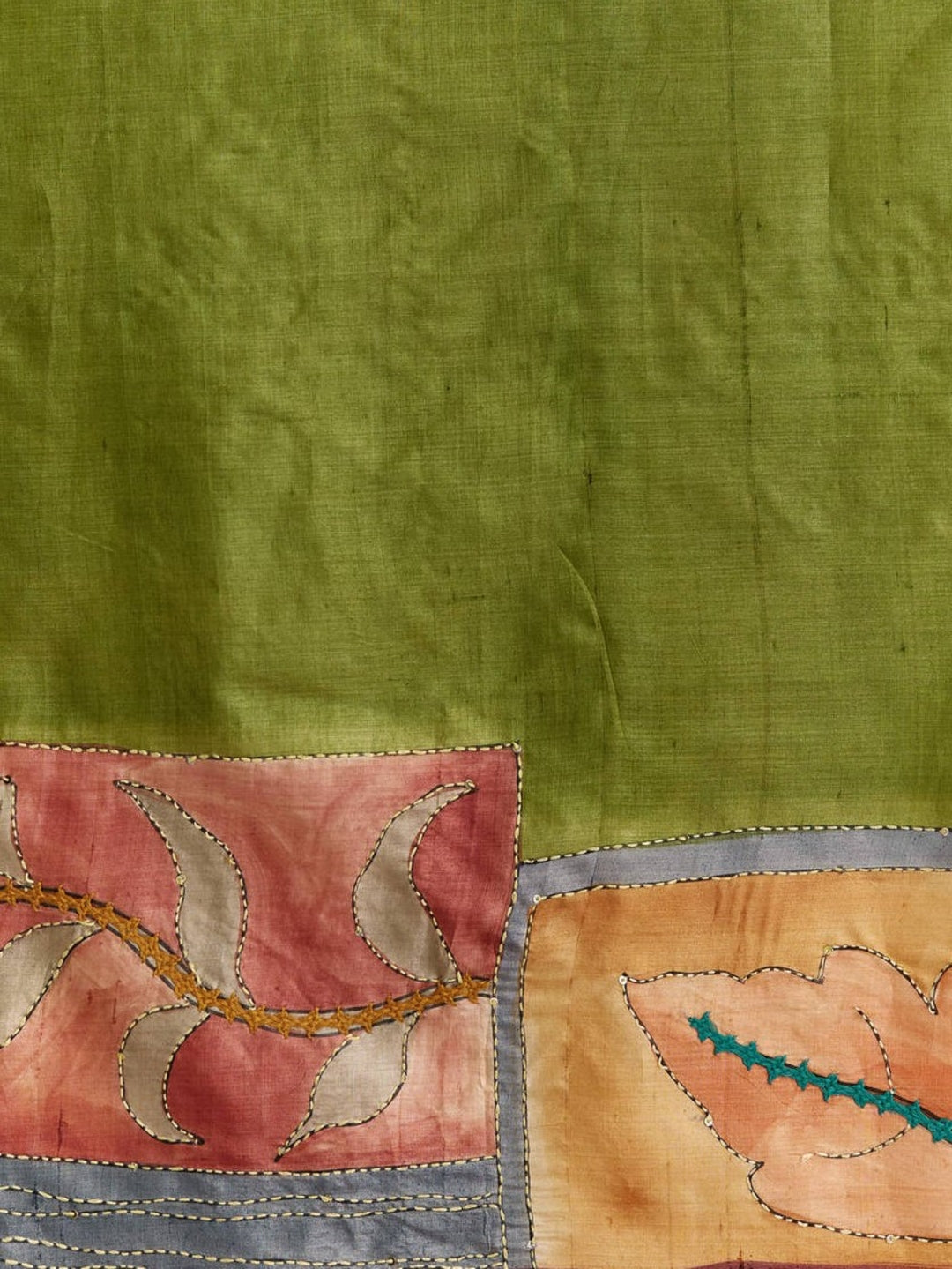 arthy Tone Digitally Printed Kantha-Look Cotton Saree with Contrast Border
