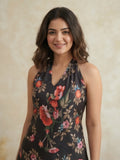 Women Printed V-Neck Fancy Tunic Top with Full Sleeves