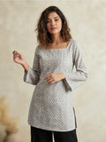 Women Printed Square Neck Fancy Tunic Top with Full Sleeves