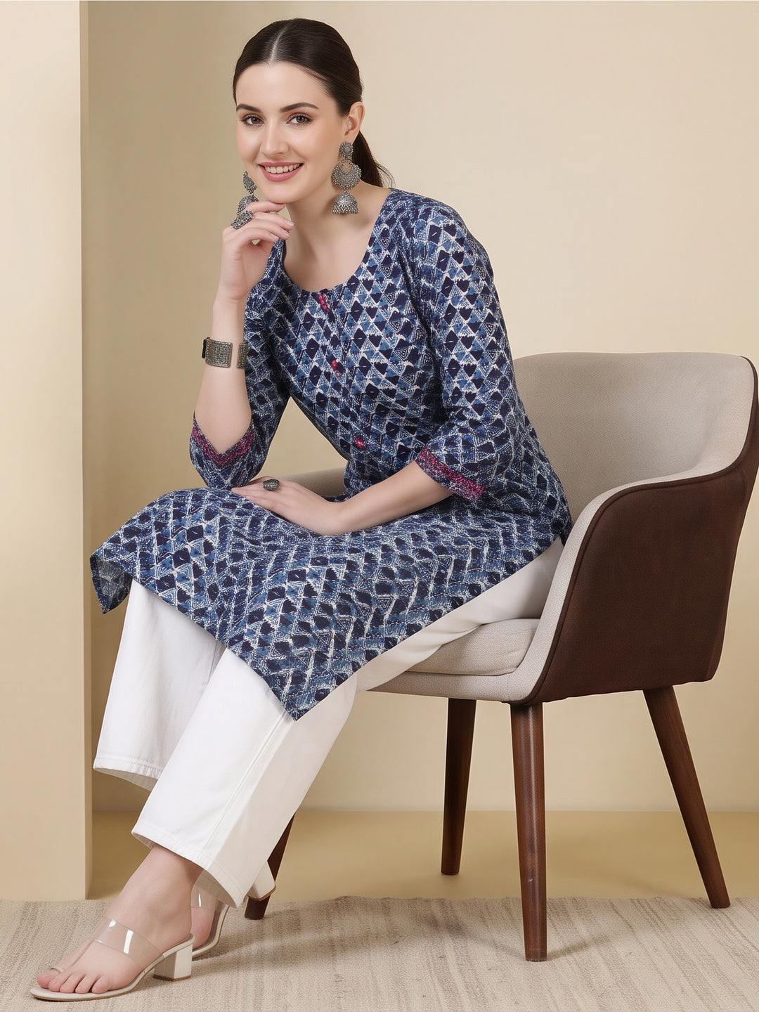 Floral Printed Straight Pure Cotton Kurta Sets