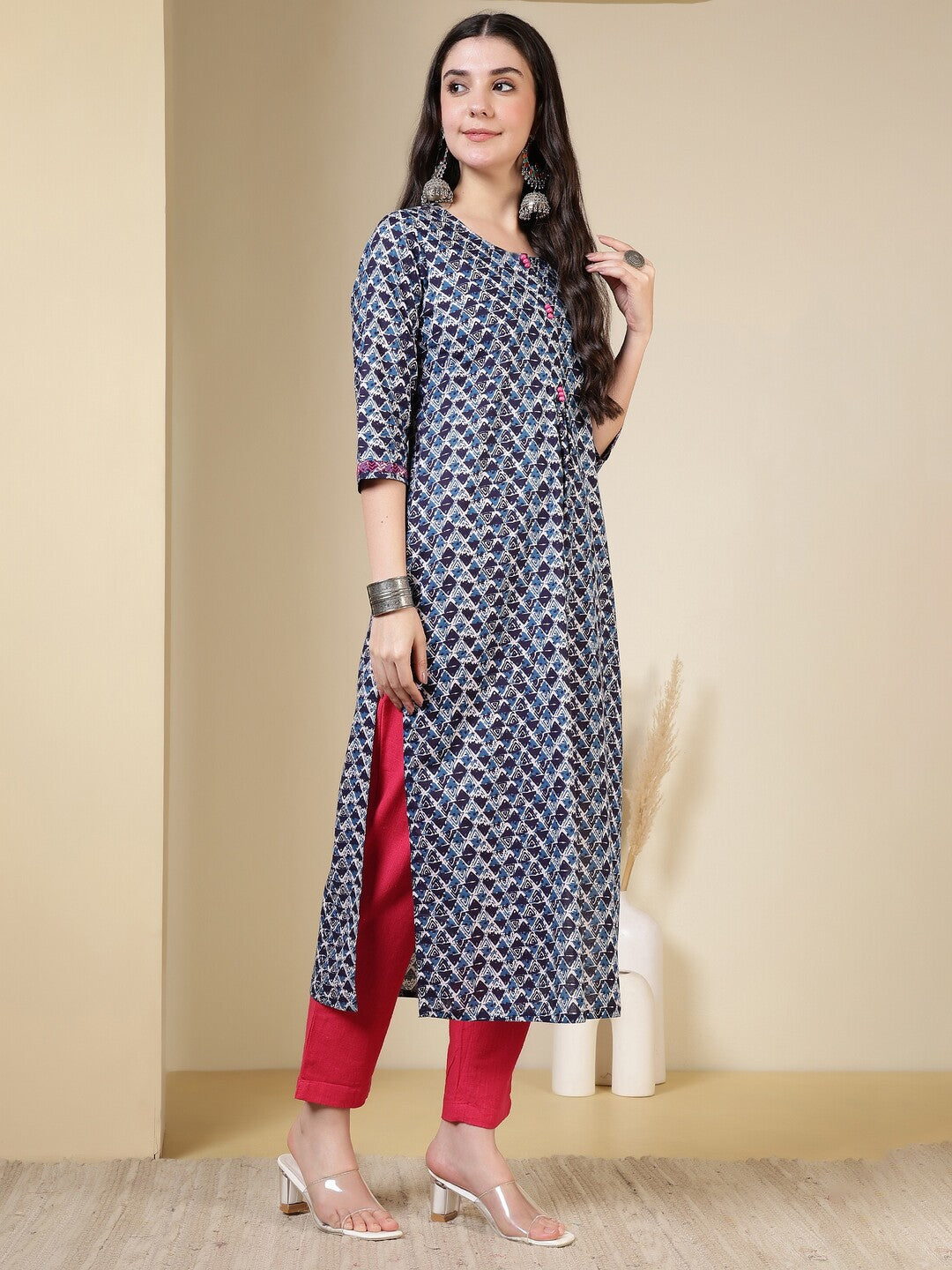 Floral Printed Straight Pure Cotton Kurta