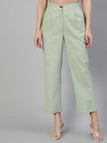 Reseda Cotton Slub Straight High Rise Bottom Fold Pants