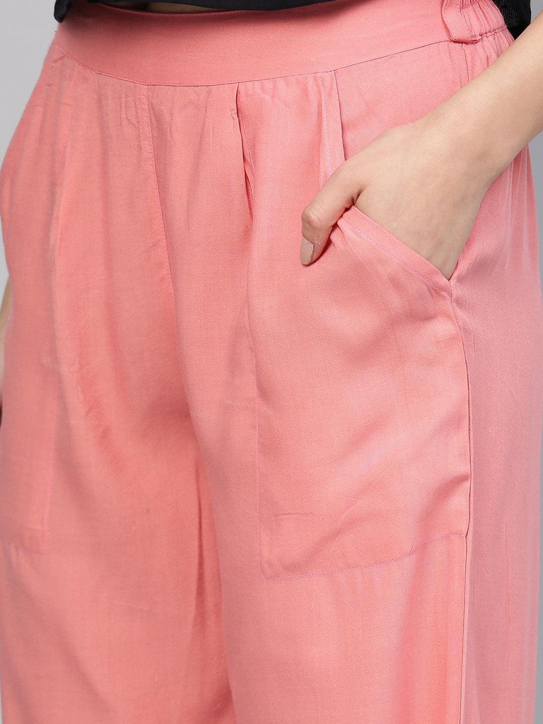 Pink Solid Rayon Palazzo