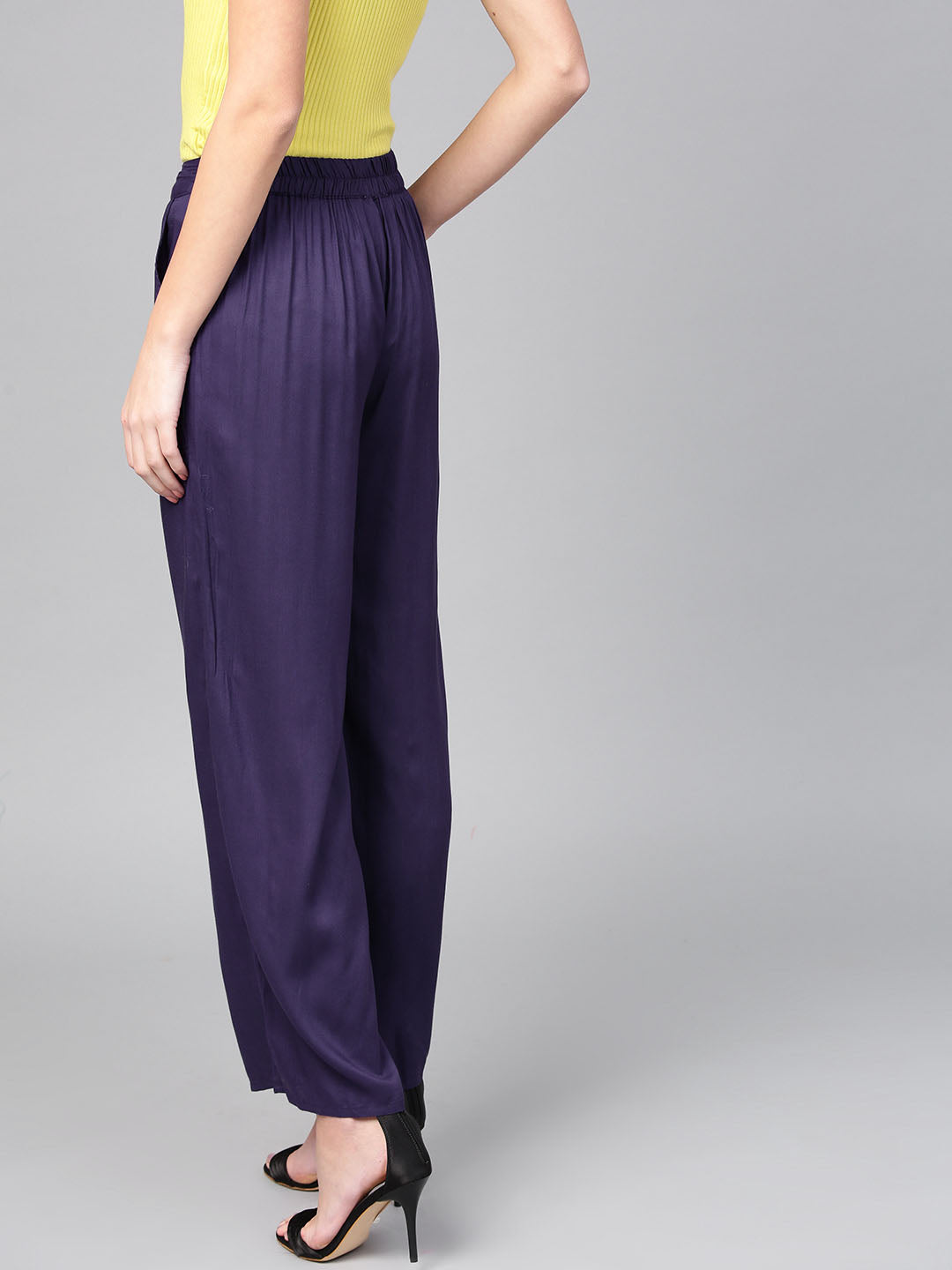 Dark Purple Solid Rayon Palazzo