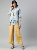 Beige Solid Rayon Palazzo
