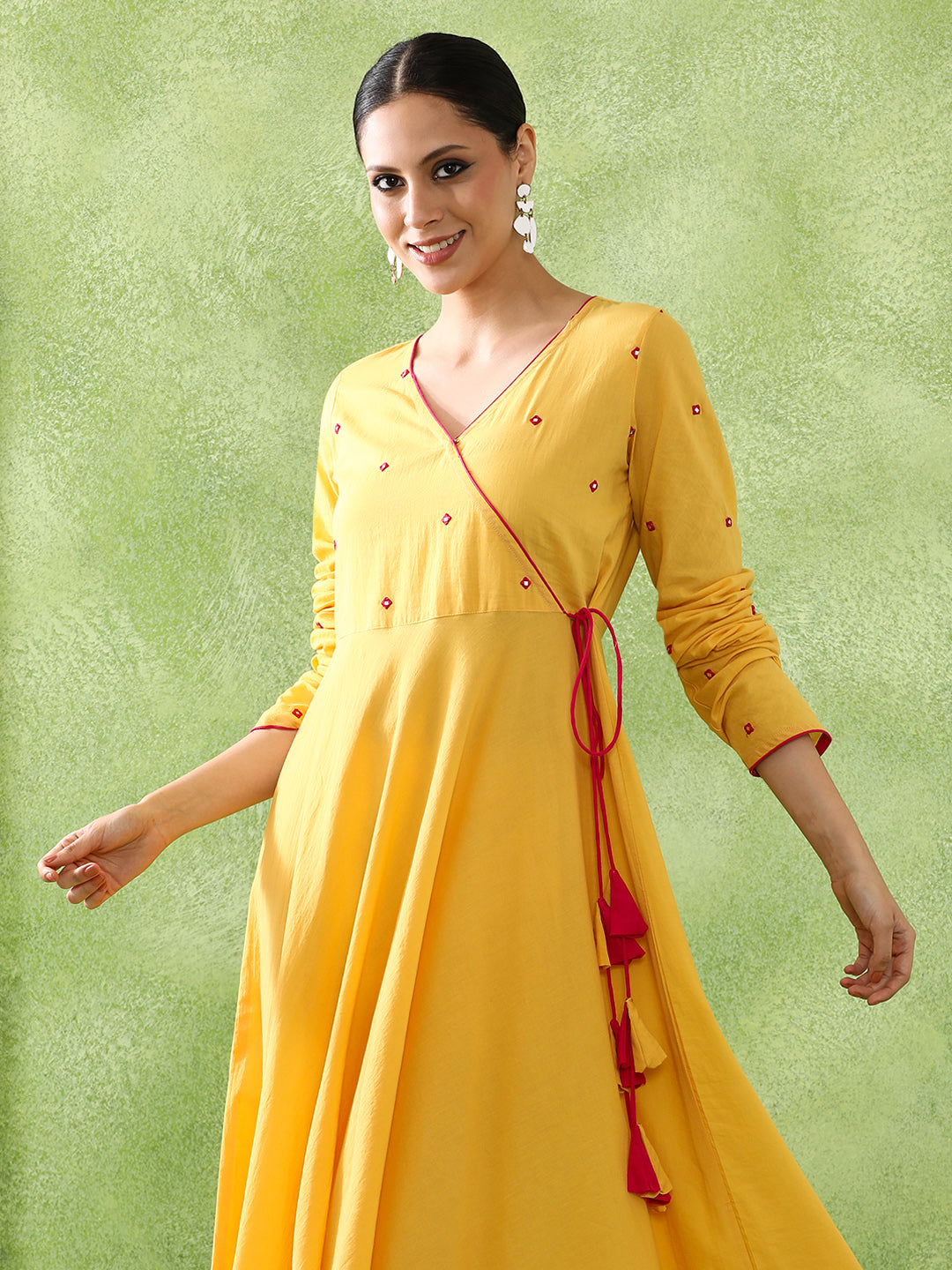 Embroidered A-Line Pure Cotton Kurta & Trousers Sets