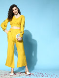 Self Weave Rayon Mustard Co-ords Set