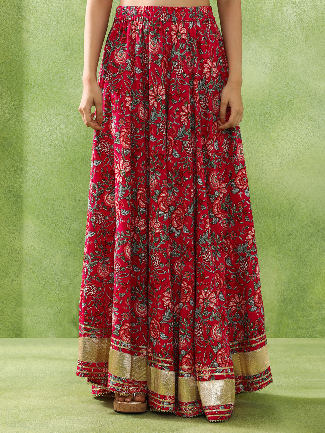 Floral Embroidered A-Line Kurta & Skirt Sets