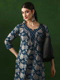 Floral Embroidered Straight Pure Cotton Kurta