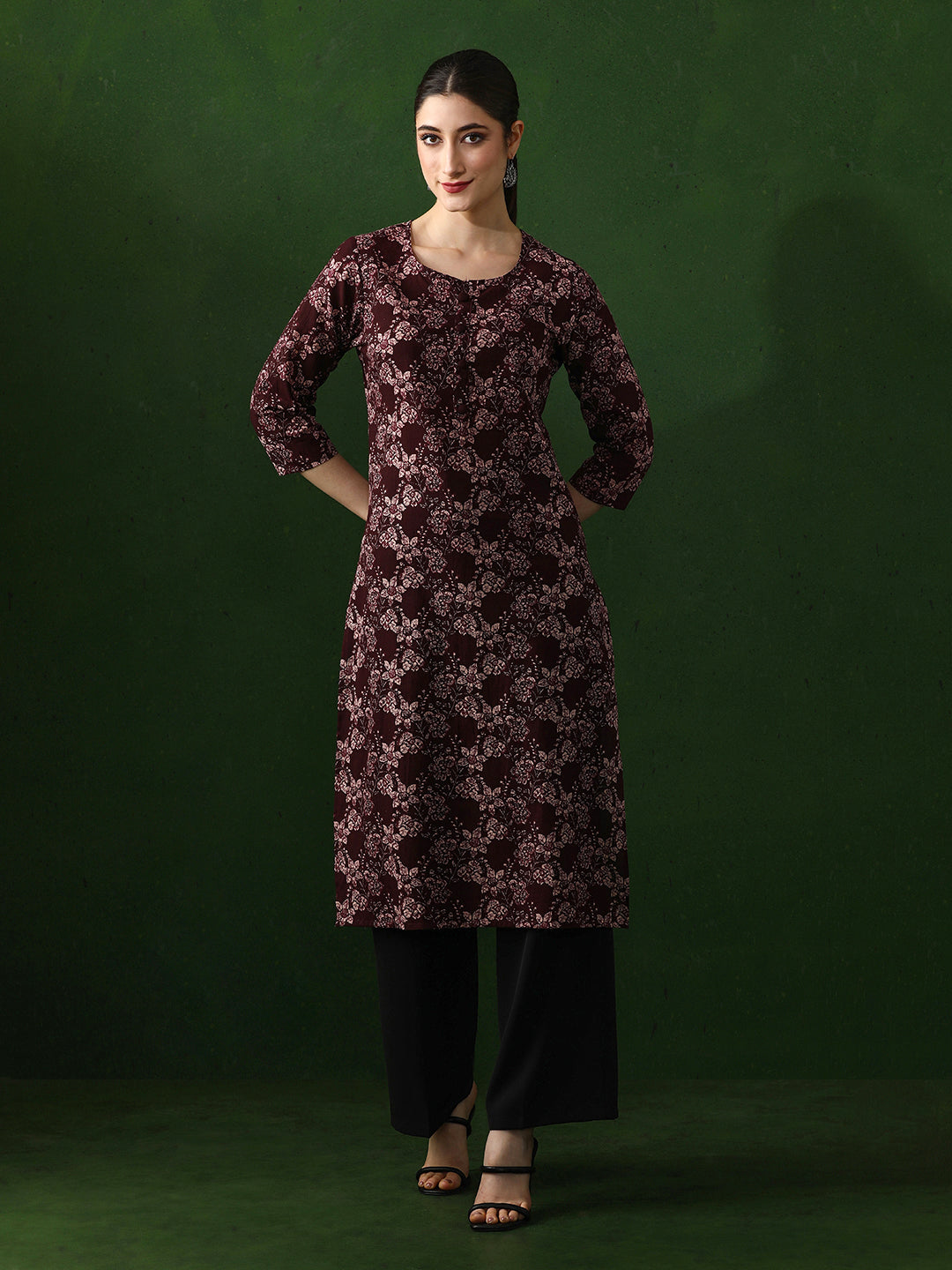 Floral Printed Straight Pure Cotton Kurta