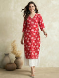 Floral Printed Straight Pure Cotton Kurta Sets