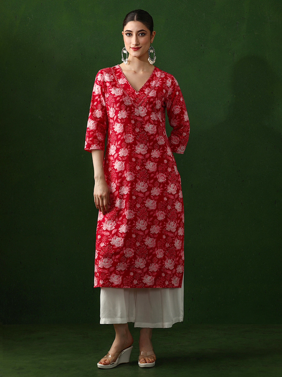 Floral Printed Straight Pure Cotton Kurta