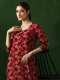 Floral Printed Straight Pure Cotton Kurta