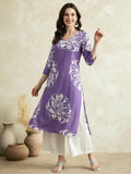 Floral Embroidered Straight Pure Cotton Kurta Sets