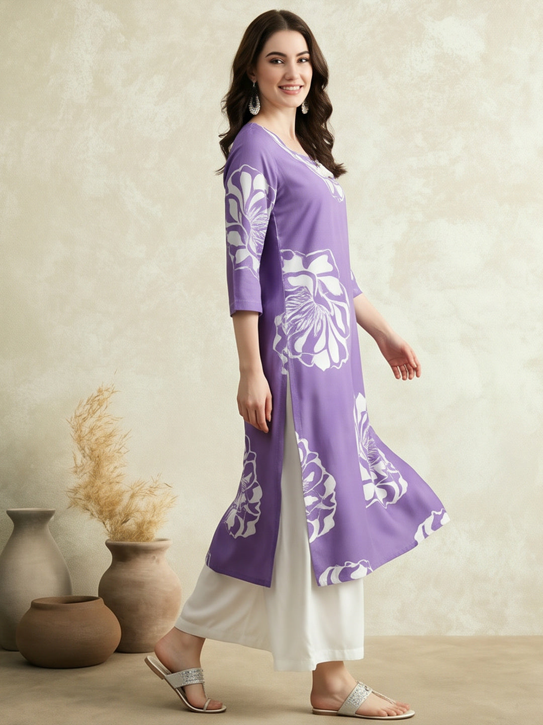 Floral Embroidered Straight Pure Cotton Kurta Sets