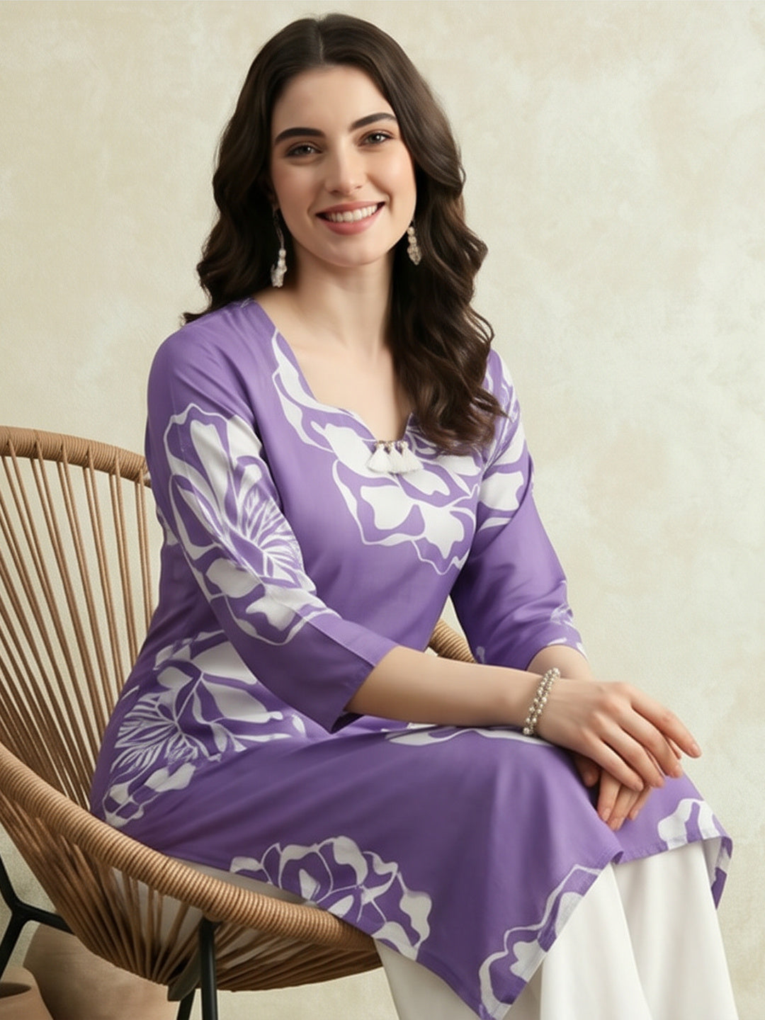 Floral Embroidered Straight Pure Cotton Kurta Sets