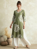 Floral Embroidered Straight Pure Cotton Kurta Sets
